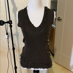 Jigsaw Dark Green Ruffle V-Neck Blouse